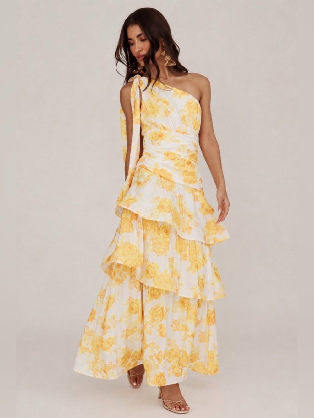 SAINTS &  SECRETS ONE SHOULDER DRESS